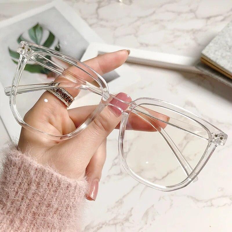 Gjennomsiktig datamaskinbrilleinnfatning Kvinner Menn Anti-blått lys firkantet briller Blokkeringsbriller Optisk brillebrille