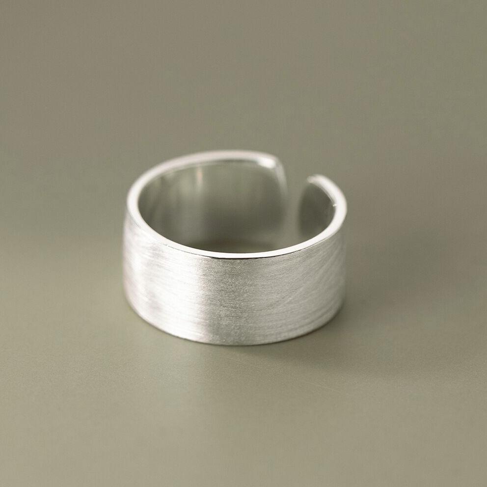 Korean Silver-Plated Geometric Wide Band Open Ring for Women - Simple & Cool