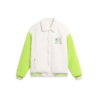Li Ning Disney Collaboration Series Monsters University Color Block Loose Short Cotton Jacket Women Jacket Off-White AJMT084-2
