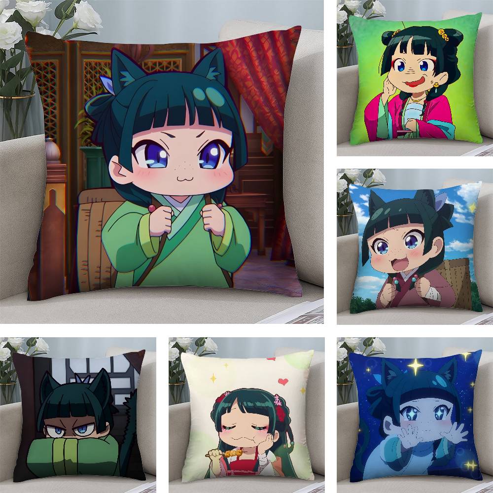 Anime Die Tagebücher der Apothekerin Niedlicher Maomao Kissenbezug Quadratisch Beidseitig bedruckt Kissenhülle Für Sofa Zuhause Schlafzimmer Dekor Geschenk