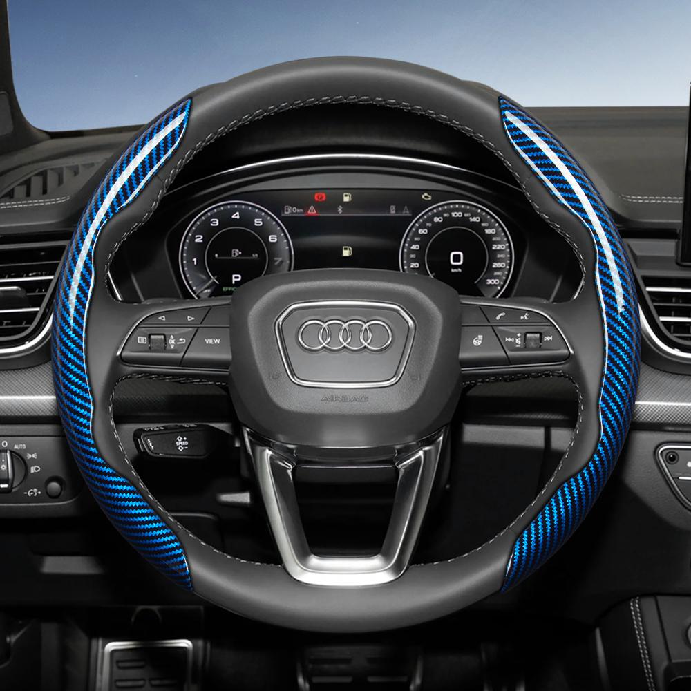 Suitable for 4HGVI Carbon Fiber Texture Steering Wheel Cover with Segmented Quick-Release Design, Durable, for Models Such as Q5 Q3 A4 A6 Q7