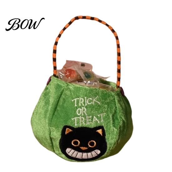 Festival Candy Pouches Halloween Trick or Treat Pumpkin Bucket, Reusable Velvet Bag, Durable Storage Bags Snack Tote Bag with Handle for Party Favors