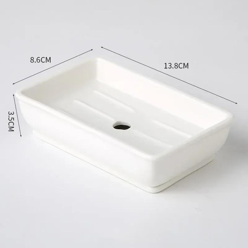 Light Luxury Soap Holder Ceramic Rectangle Household Bathroom Accessories Soap Dish Holders Restroom Organizer Kitchen Storage