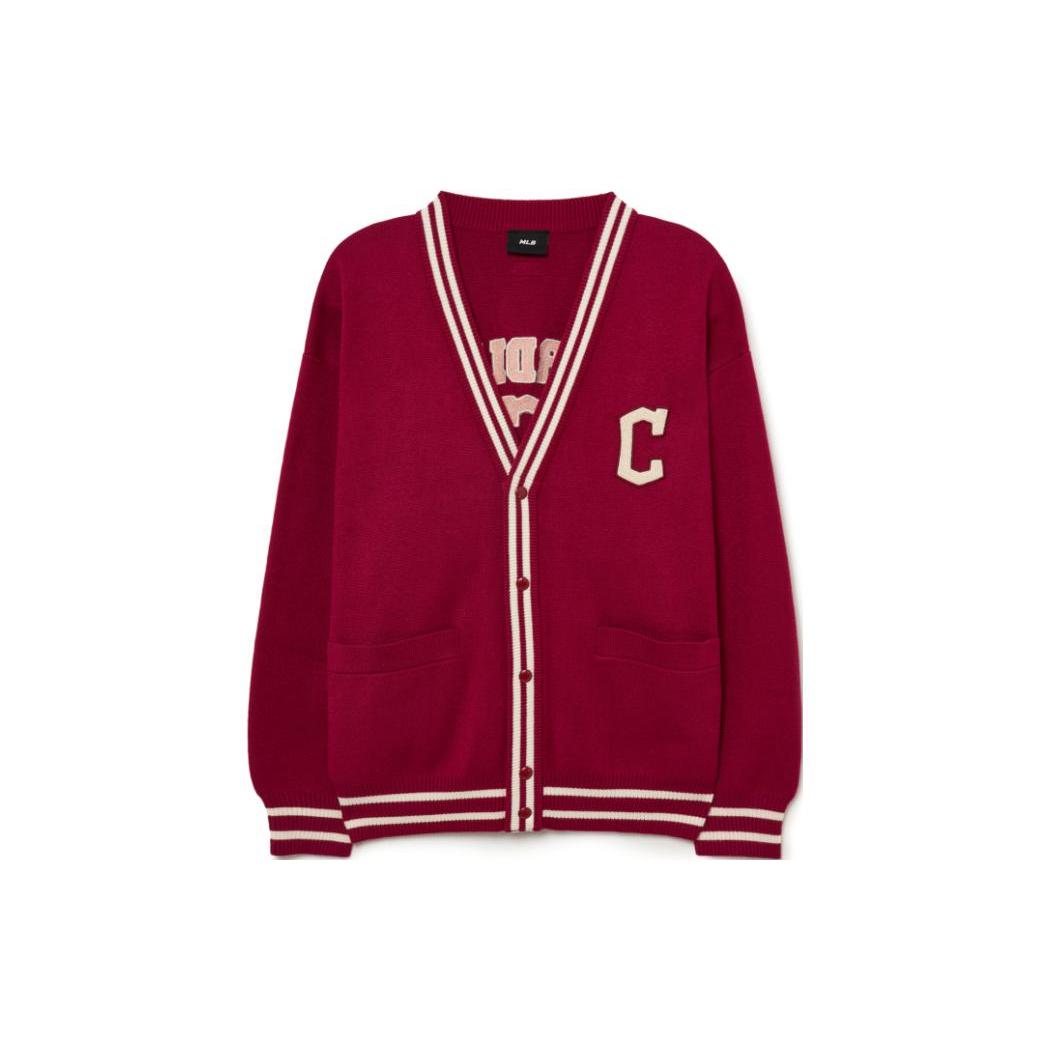 MLB Knitwear Unisex Red V neck Moderate Cardigan 3AKCV0134-45WIS S