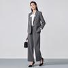 Toluoman Women's Grey Relaxed Fit Suit & Wide-Leg Pants Set