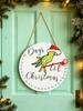 Christmas Calendar Green Hand Pattern Countdown Sign Round Wooden Hanging Decor Festive Advent Calendar for Home Door & Wall Art