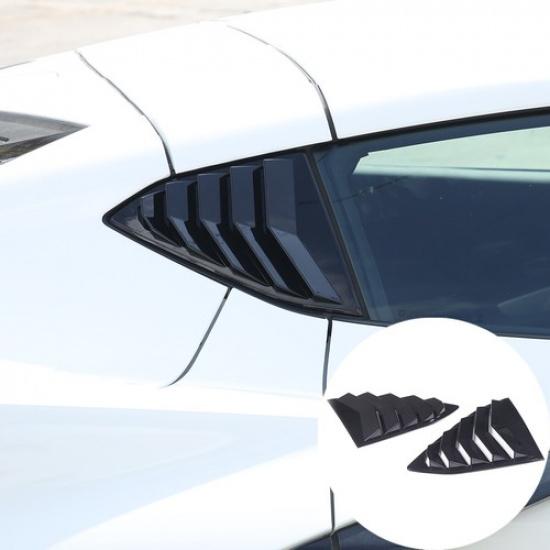 Glossy Black side window louvers air vent Cover tirm for Chevrolet Corvette C8