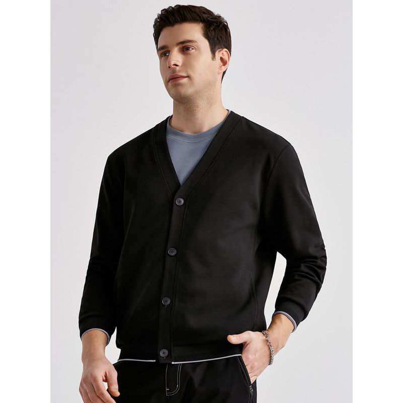 Thousand Paper Cranes Men's Black Knitted Cardigan Outerwear 2025 Autumn New Youth Fashion Jacket Coat Men's Trendy