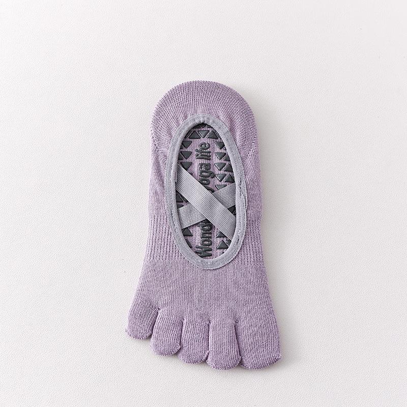 Female Summer Professional Indoor Fitness Exercise Yoga Pilates Cotton Non Slip Shock Absorption Five Finger Socks