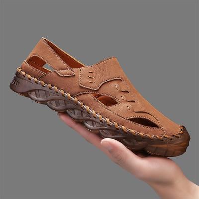 Mode Neuankömmling Herren Weiche Leder Ballerinas Vielseitige Sommer Herren Sandalen Atmungsaktiv Rutschfest Lässige Lederschuhe Outdoor Strandschuhe