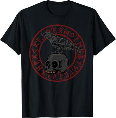 Crow Gothic Norse Mythology Emo Skull Viking Raven T-Shirt Mens Womens Tees Top