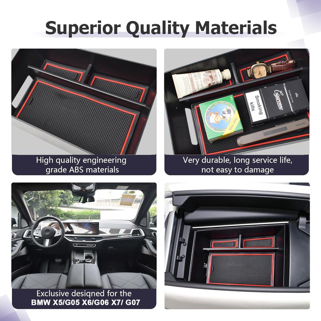 Aufbewahrungsbox-Ablage für Mittelarmlehne für 2020-2025 2025 2025 BMW X5 G05/X6 G06/X7 G07 Mittelkonsolen-Organizer Zubehör Auto Zweitbox