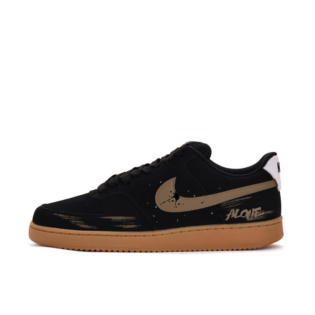 Nike Court Vision Coverage Abrasion Resistant Slip Resistant Low top Skateboard Shoes Unisex Black Brown IO7727-001(Team59-)