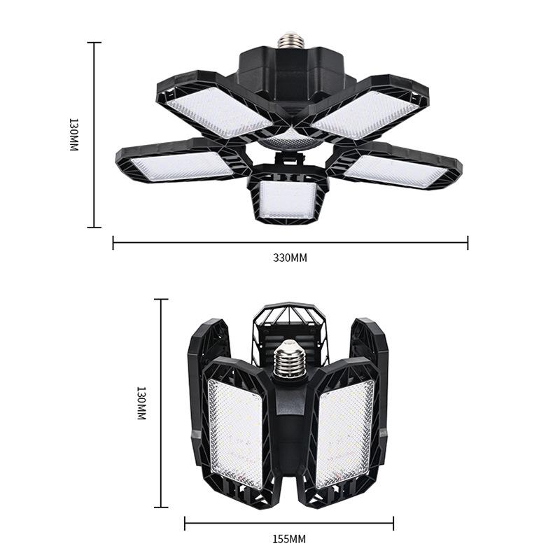 Adjustable LED Garage Light with Five-Fold Design for Indoor and Parking Lot Lighting