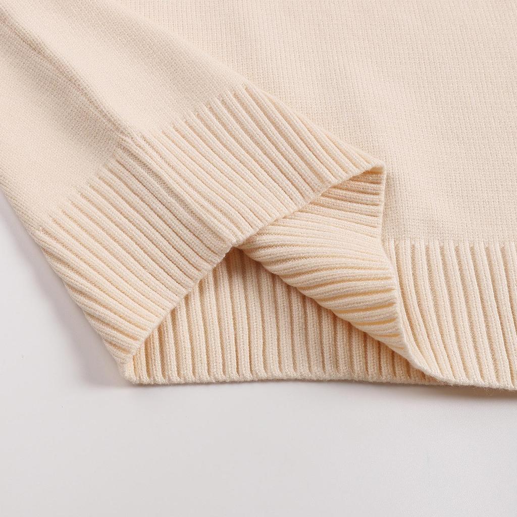 AMI 2025 Classic Couple's High Neck Same Color Flat Embroidered Small Heart Woolen Sweater