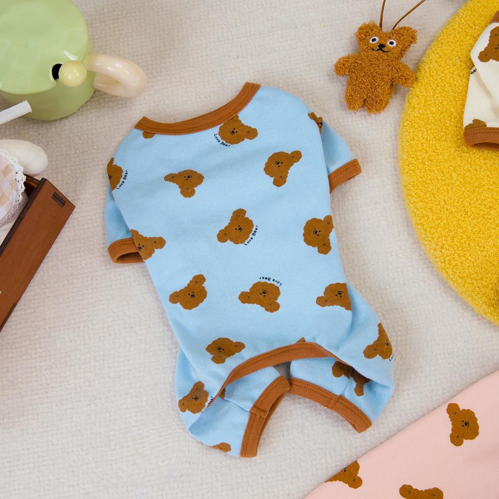 Cartoon Bear Small Dogs Clothes High Elasticity Four Legs Jumpsuit for Cats Spring Autumn Protect French Bulldog Pet Overalls
