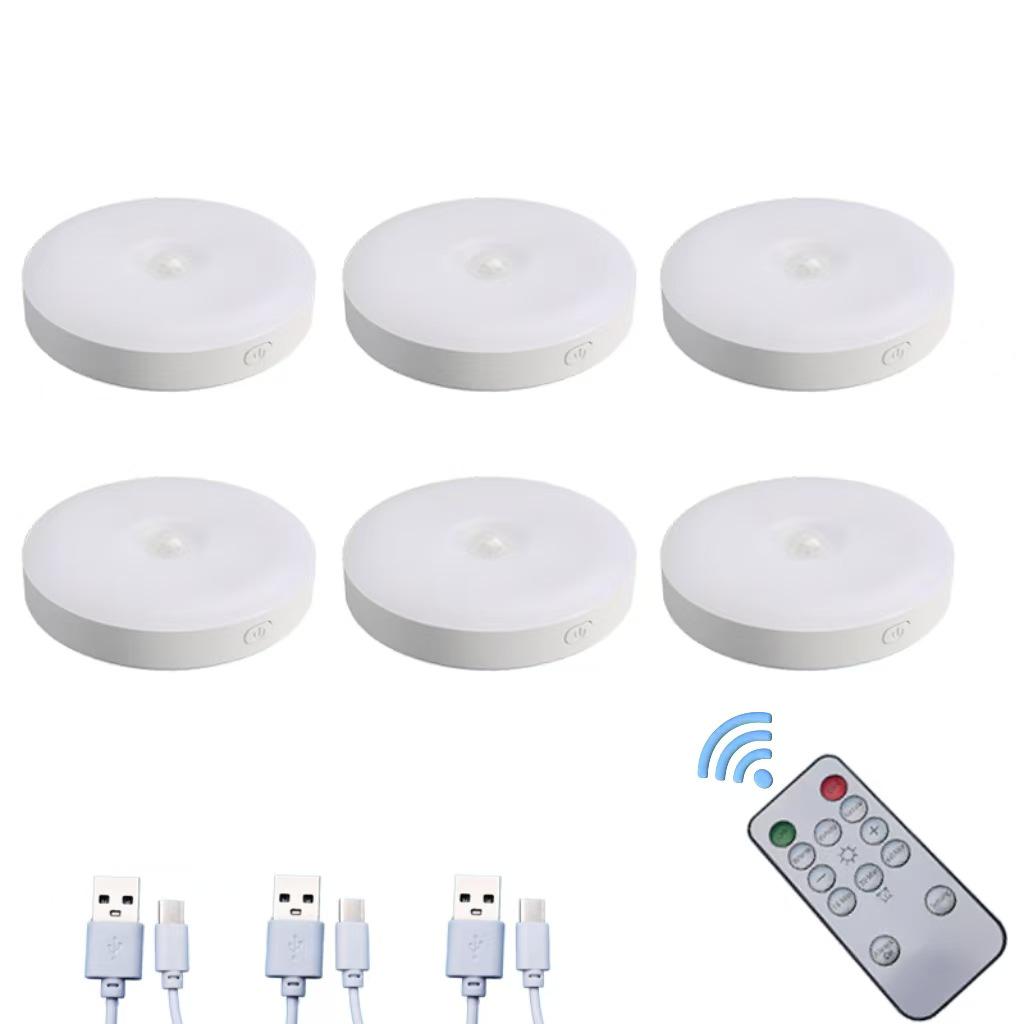 USB Rechargeable LED Motion Sensor Light for Kitchen, Wardrobe, Stairs, and Display; Three-Color Options with Magnetic Mount.