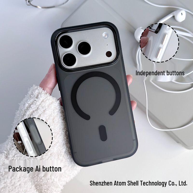 

iPhone 17 Pro Max Matte Magnetic Case with Metal Buttons & Semi-Transparent Skin Finish iPhone 16 Pro
