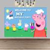 Happy Birthday Peppa Pig Photo Backgrounds, Perfect For Kids' Parties, Family Gatherings, And Birthday Celebration Banners.