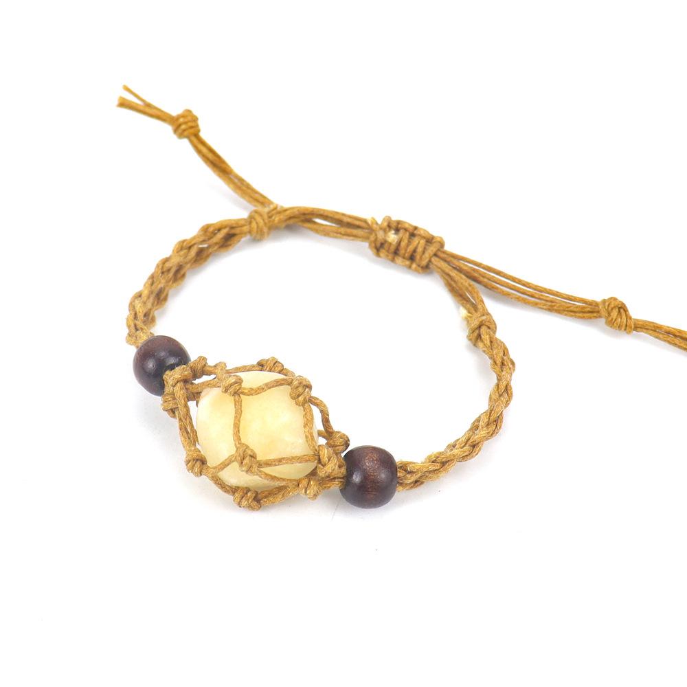 Hand-Woven Brown Stone Mesh Pocket Bracelet Bracelet Adjustable Retractable Mesh Pocket Net Holder B59 цитриновый