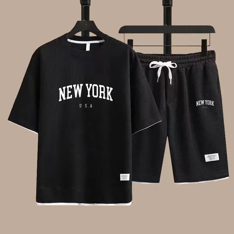 New York Trička Krátké kalhoty 2dílný oblek Pánské Letní móda Krátký rukáv Tepláková souprava Set Šortky Dámské Streetwear Tričko Topy