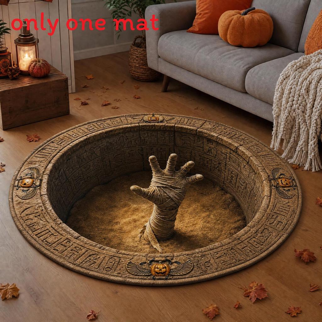 Halloween Round Non Slip Rug With Horrible Printed Design For Living Room Decor