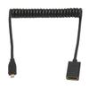 HD Multimedia Interface Cable Micro To Female 8K 60Hz 48Gbps Coiled Video Adapter Cord for Tablet TV Camera