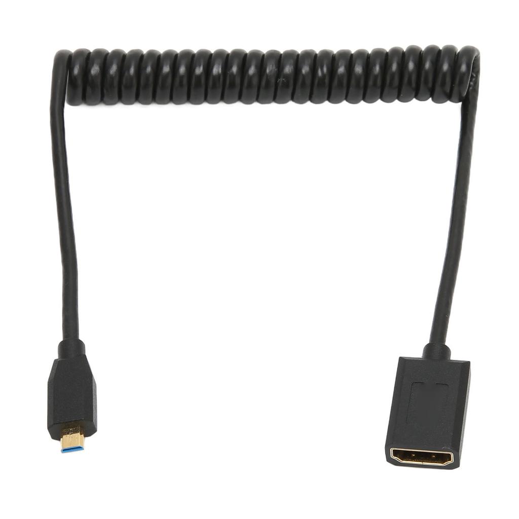 HD Multimedia Interface Cable Micro To Female 8K 60Hz 48Gbps Coiled Video Adapter Cord for Tablet TV Camera