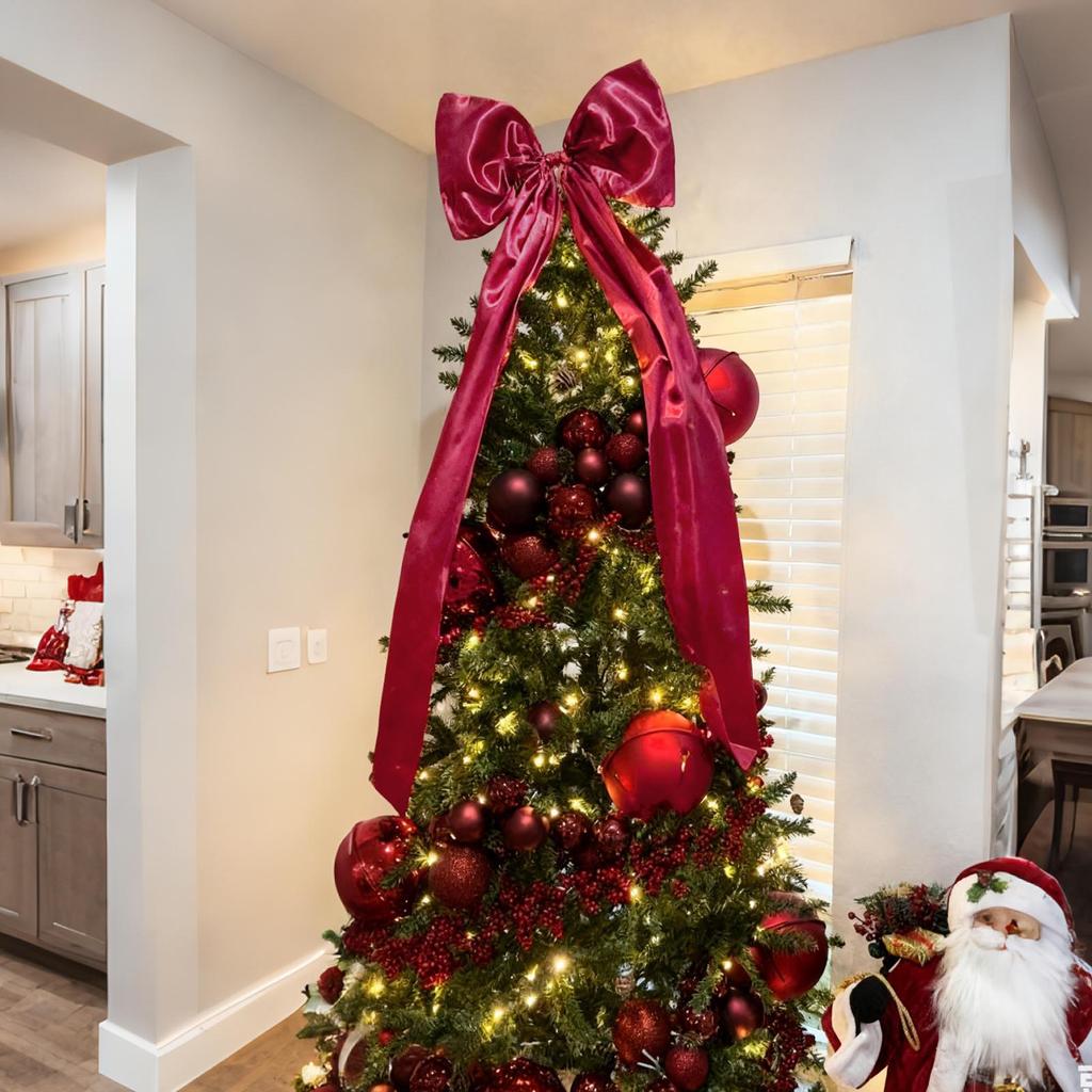 Velvet Bows For Christmas Tree Large Wreath Ribbon Velvet Bow Tree Topper For Kitchen Outdoor Farmhouse Wall Indoor Crafts Women