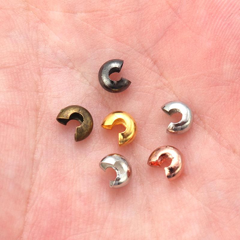 100pcs Open Crimp Beads Covers Crimp End Beads Stopper Spacer Beads For DIY Jewelry Making Findings Supplies quetschperlen