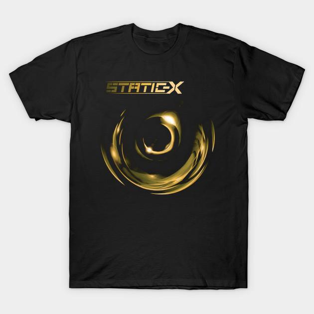 

Men Black Print T-shirt Static X – Golden Spiral Pulse No-Cut Transfer Paper Print Cotton Tshirt M чорний