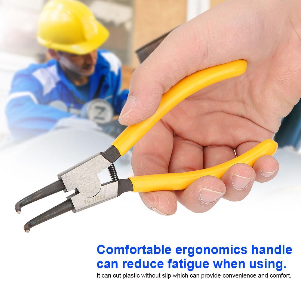 7in Handle Stainless Steel Curved Circlip Snap Pliers Retaining Mechanical Tool TU-175HB