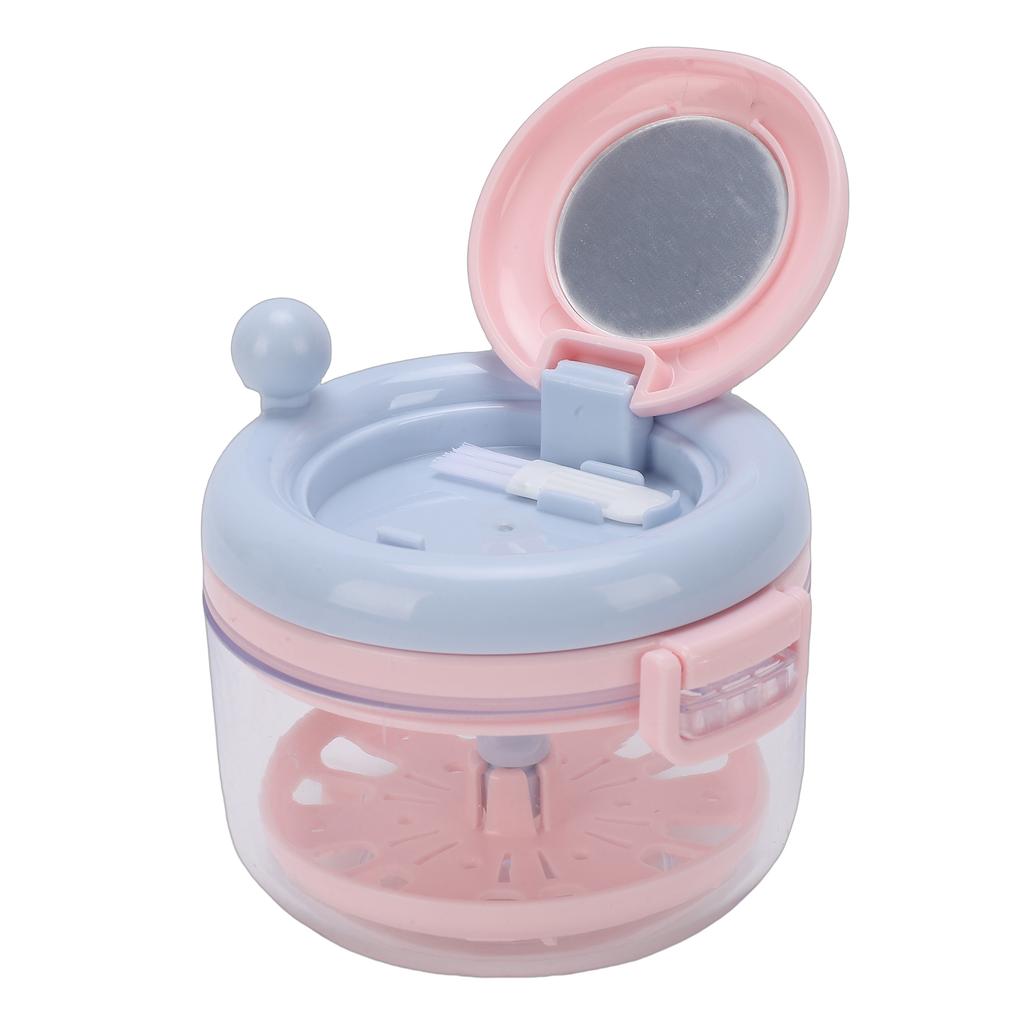 Teeth Retainer Cleaning Box 3 Layer Cleaning Denture Cup Soaking Holder for Travel Cleaning Pink Blue with Sticker