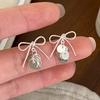 Sweet Bow Sequin Metal Tassel Earrings for Women Light Luxury Niche Fashion Jewelry Personality Temperament Versatile Earrings