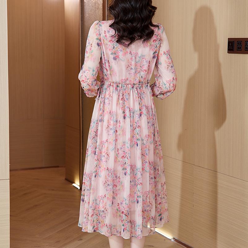Elegant Floral Silk Summer Dress for Middle-Aged Women - 2026 Beach Vacation Style