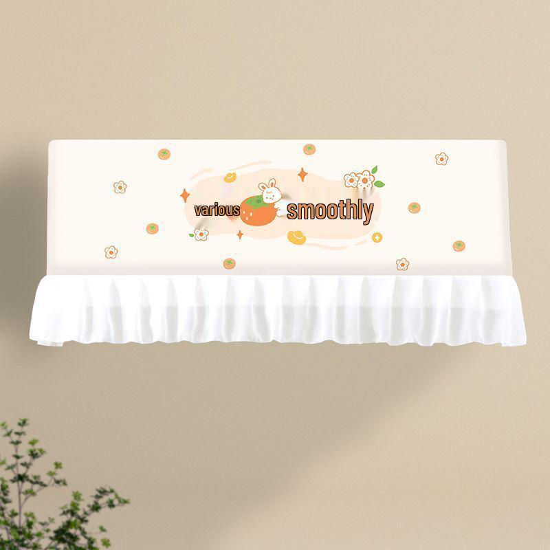 Air Conditioner Wind Deflector: Prevents Direct Blowing with Cute Print, Fits Hanging Units, Fully Enclosed Dust Cover Included.