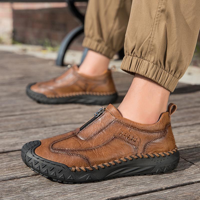 39-48 Men's Leather Casual Shoes Handmade Soft Working Boots Leather Ankle Boots Large Size Driving Moccasins Boots