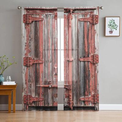 Wooden Door Paint Retro Modern Curtains For Living Room Tulle Curtains Window Sheer For Bedroom Accessories Decor