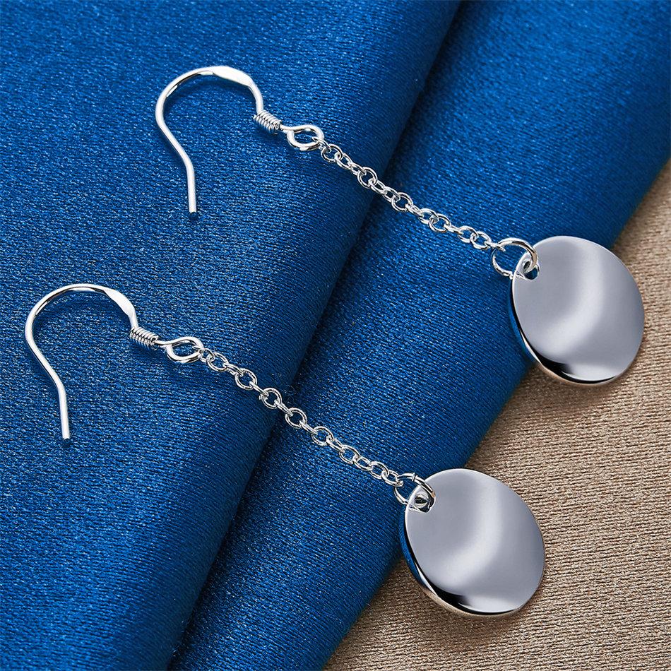 925 Sterling Silver Exquisite Shiny Round Earrings Women Fashion Wedding Party Gift Accessories
