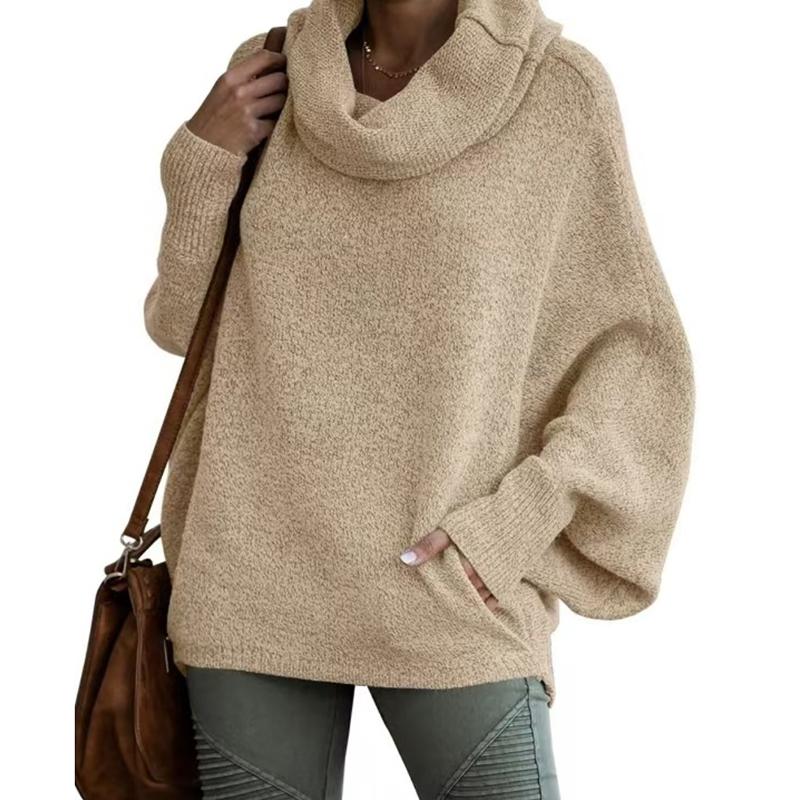 

Осенний однотонный повседневный женский свитер с высоким воротом, модный свитер с длинным рукавом, вязаный свитер для женщин, свободный винтажный свитер больших размеров, зимний джемпер 25173 XXL абрикосовый