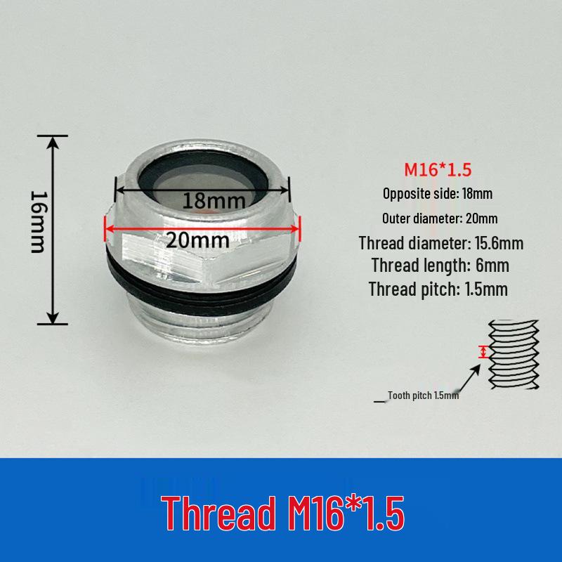 Aluminum Hexagonal Screw-In Oil Sight Glass for Air Compressor - High Temperature Resistant