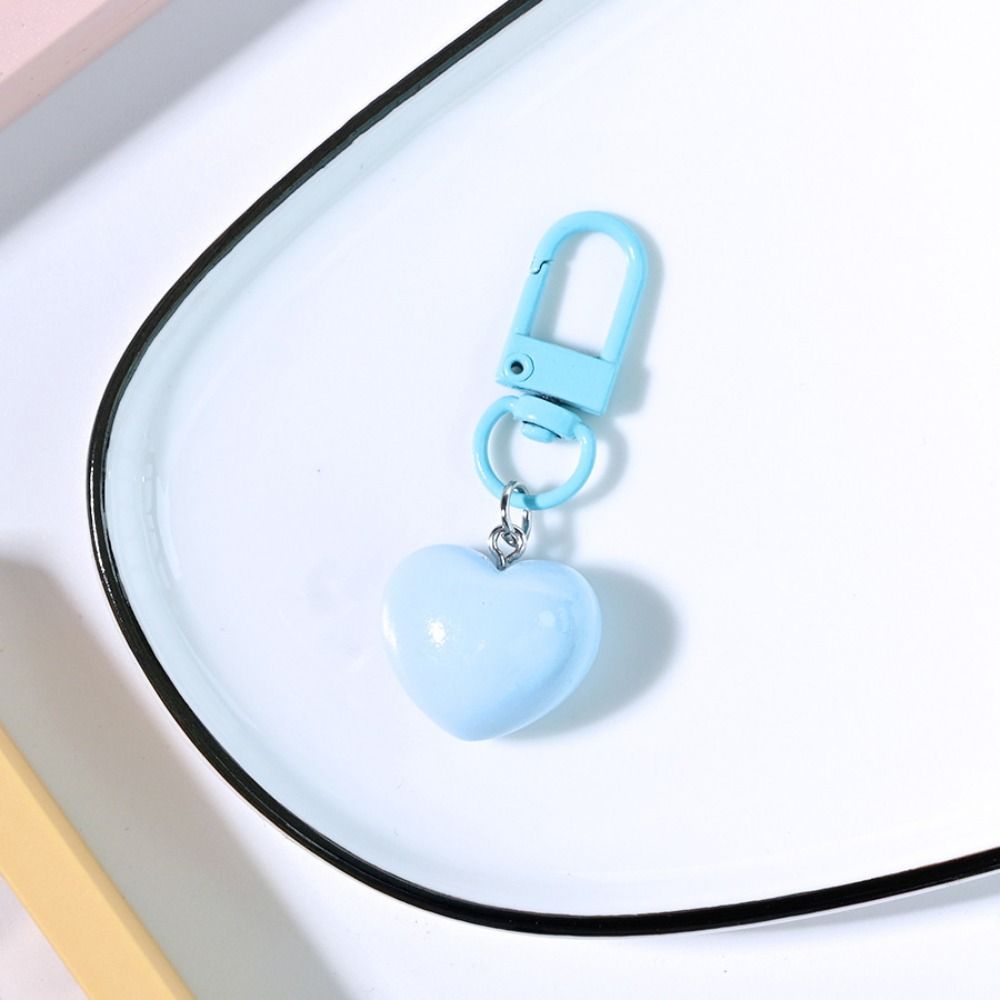 5pcs Anti-lost Love Resin Keychain Colorful Car Keychain Cute Heart Pendant Keyring  Earphone Bag