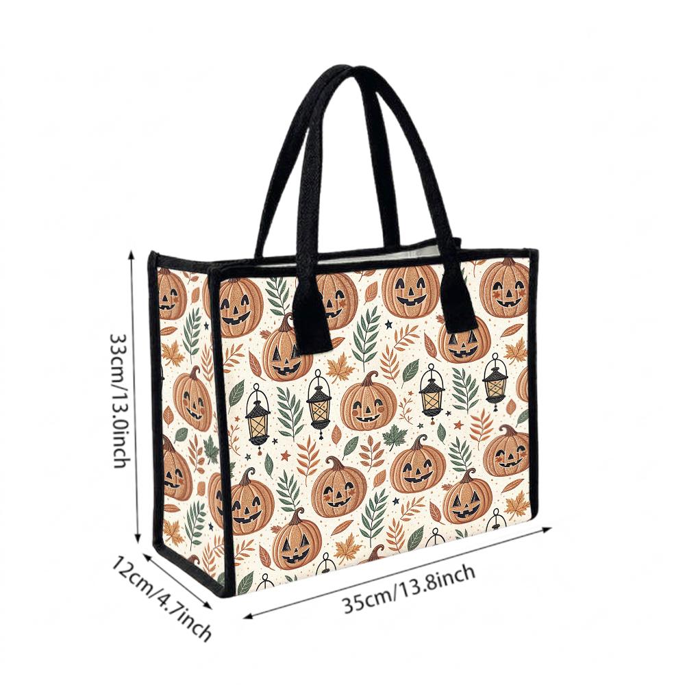 Halloween Pumpkin Tote Bag Fashion Casual Large Capacity Daily Outdoor Handbag for Women