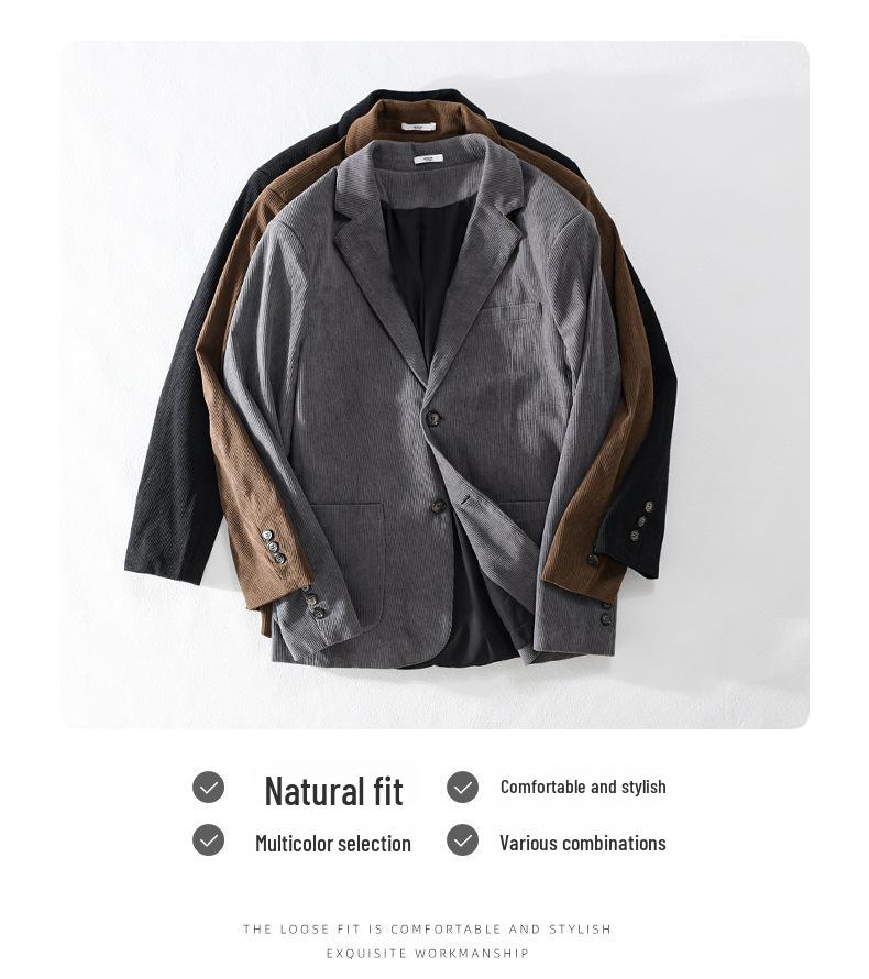 Men's Slim-Fit Corduroy Jacket, Versatile Autumn Business Casual W806