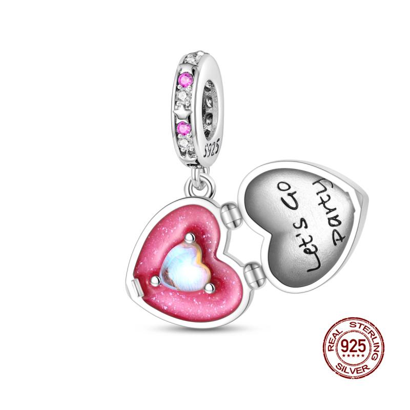 Original Charms Copper Pink Girly Heart-Shaped Charms Bead Fit 3Mm Original Bracelet Womens Diy Fine Jewelry Gifts