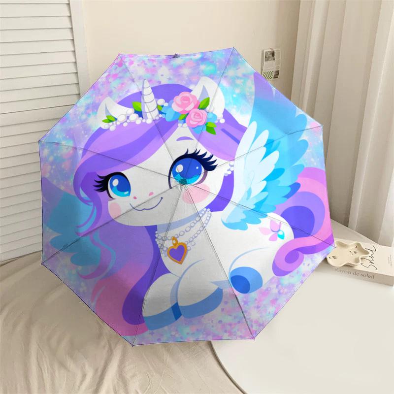 1pc Unicorn Fantasy Pattern Umbrella Design Automatic Opening and Closing Umbrella, High-quality Travel Umbrella,  c1128268