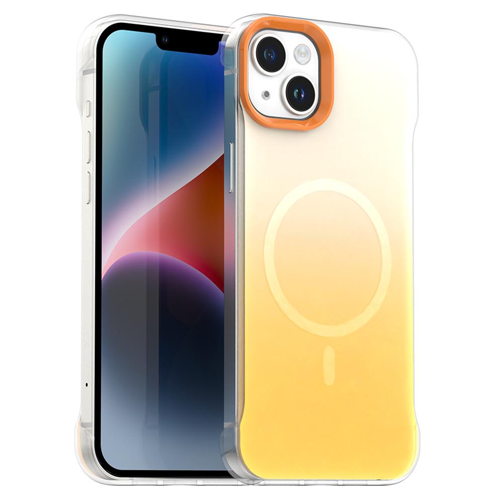 For iPhone 14/13 Magnetic Case Gradient Design Borderless IMD TPU+PC+PET Phone Cover