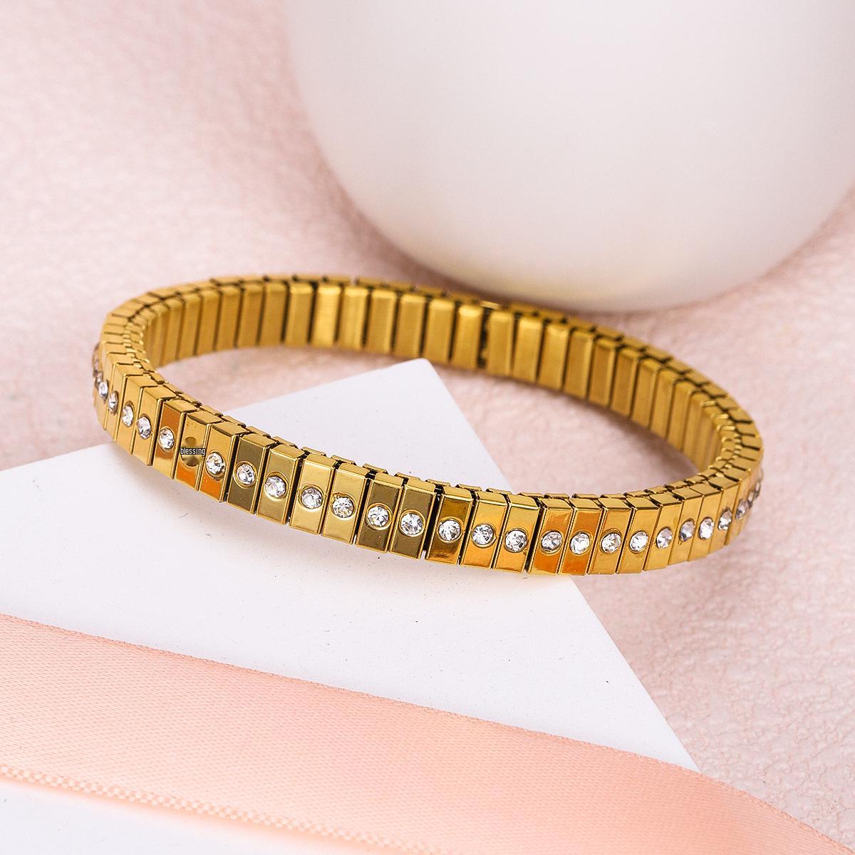 Роскошный эластичный браслет из нержавеющей стали - Минималистичный браслет-манжета ручной работы с регулируемым размером