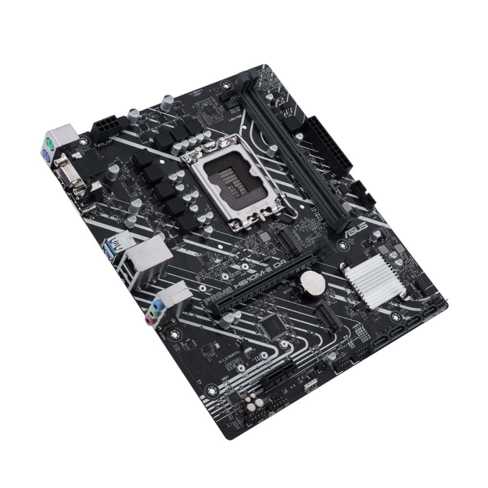 ASUS Prime D4 Intel Lga 1700 Motherboard Pcie Dual Realtek 1 Gb USB Gen 1 SATA Com RGB H610M-E Mic-ATX Ddr4, 4.0, M.2 Slots, Ethernet, DisplayPort,