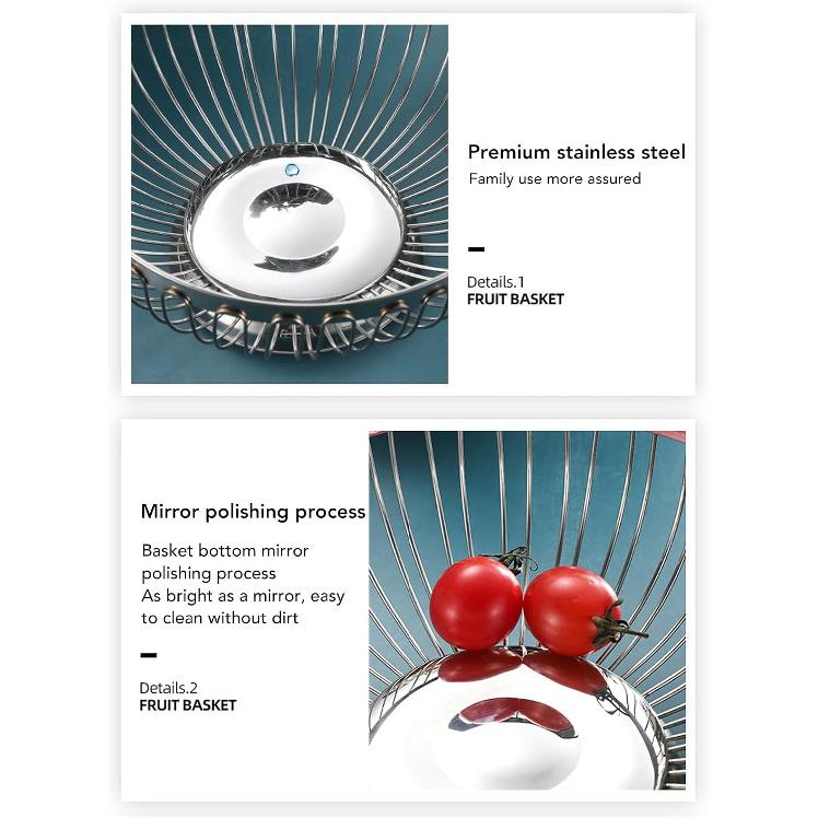 Countertop Fruit Bowl, Stainless Steel Countertop Fruit Basket Metal Wire Fruit Storage Basket for Vegetable Snacks Bread (L)